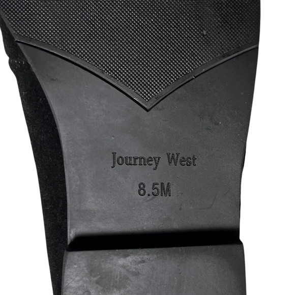 Journey West Suede Slip-on Belgian Loafers Shoes Size 8.5M Black Bow - Picture 9 of 13